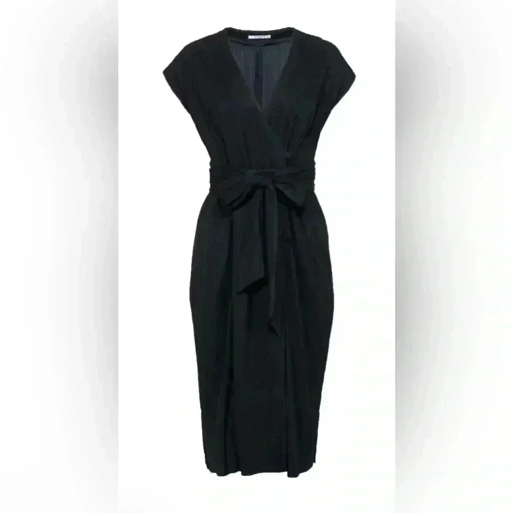 MM. Lafleur New York Devlin -Pleat Jersey Black Long Maxi Dress Size 4 NWT